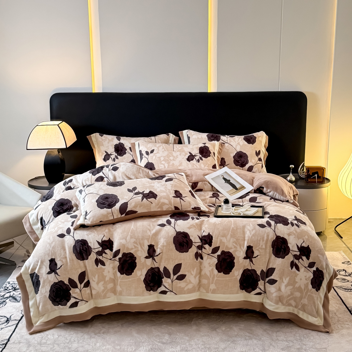 91家纺网 家纺一手货源 找家纺 （总）KA家纺 2025新款秋冬轻奢高克重双拼角牛奶绒四件套