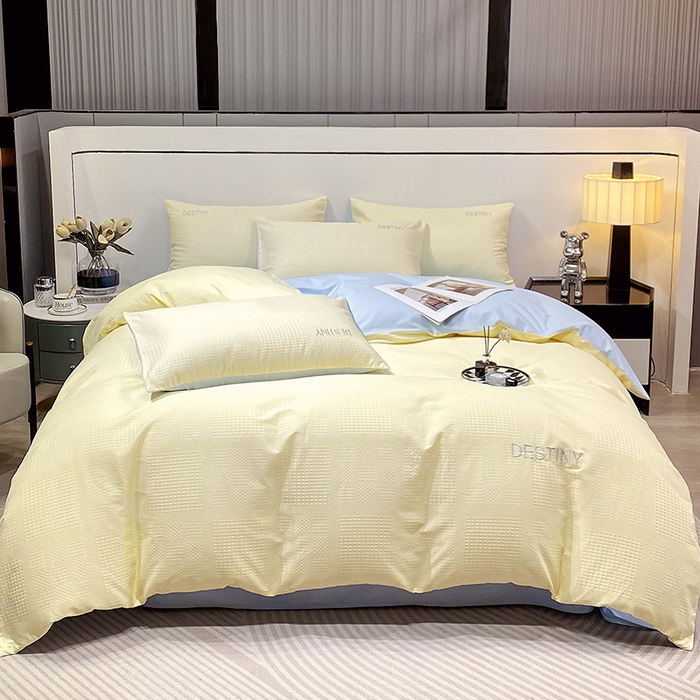 91家纺网 家纺一手货源 找家纺 （总）小叮当家纺仓储工厂店 2025新款秋冬(热买家秀不断货)A类母婴级亲肤全棉纯棉华夫格提花纯棉刺绣四件套