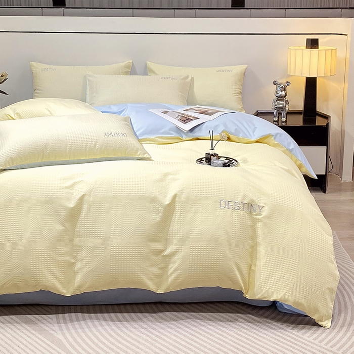 91家纺网 家纺一手货源 找家纺 （总）小叮当家纺仓储工厂店 2025新款秋冬(热买家秀不断货)A类母婴级亲肤全棉纯棉华夫格提花纯棉刺绣四件套