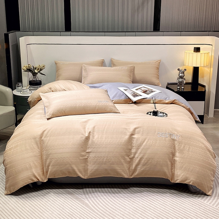 91家纺网 家纺一手货源 找家纺 小叮当家纺仓储工厂店 2025新款秋冬(热买家秀不断货)A类母婴级亲肤全棉纯棉华夫格提花纯棉刺绣四件套 麦穗-香槟金