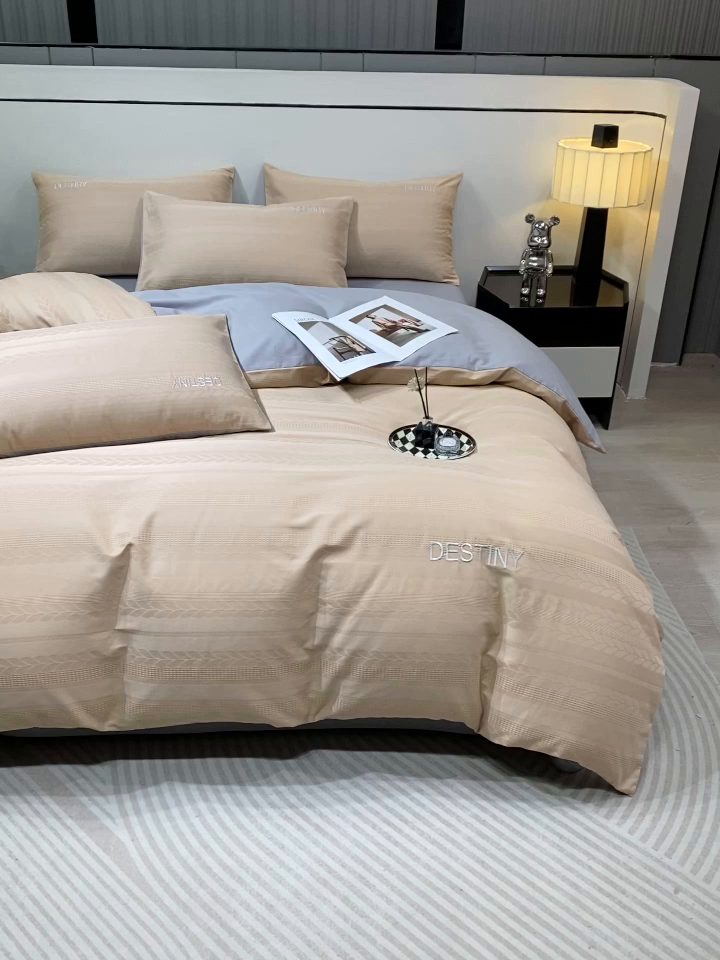 91家纺网 家纺一手货源 找家纺 小叮当家纺仓储工厂店 2025新款秋冬(热买家秀不断货)A类母婴级亲肤全棉纯棉华夫格提花纯棉刺绣四件套 麦穗-香槟金