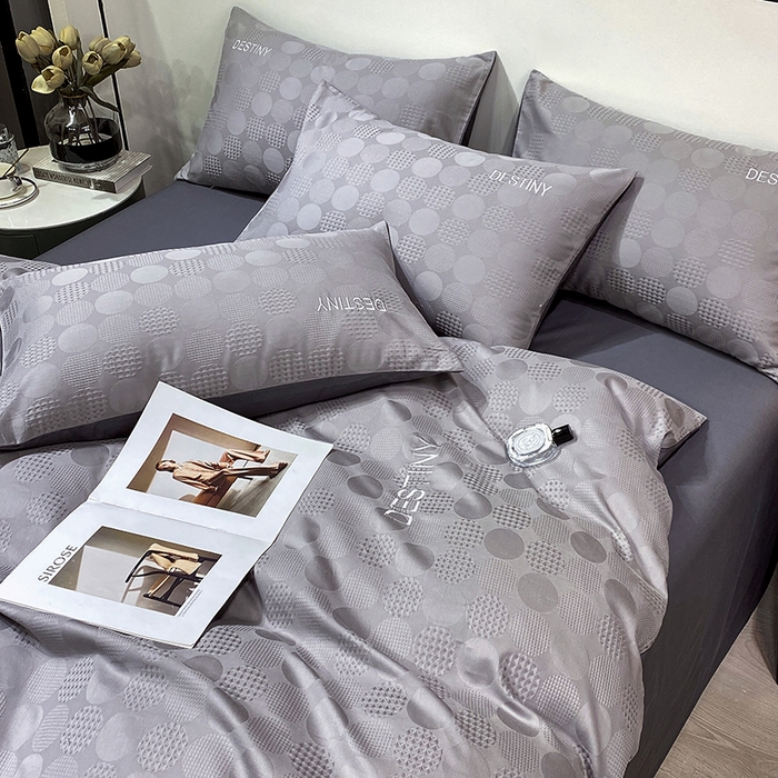 91家纺网 家纺一手货源 找家纺 小叮当家纺仓储工厂店 2025新款秋冬(热买家秀不断货)A类母婴级亲肤全棉纯棉华夫格提花纯棉刺绣四件套 团圆-中灰