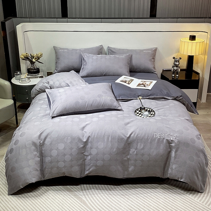 91家纺网 家纺一手货源 找家纺 小叮当家纺仓储工厂店 2025新款秋冬(热买家秀不断货)A类母婴级亲肤全棉纯棉华夫格提花纯棉刺绣四件套 团圆-中灰