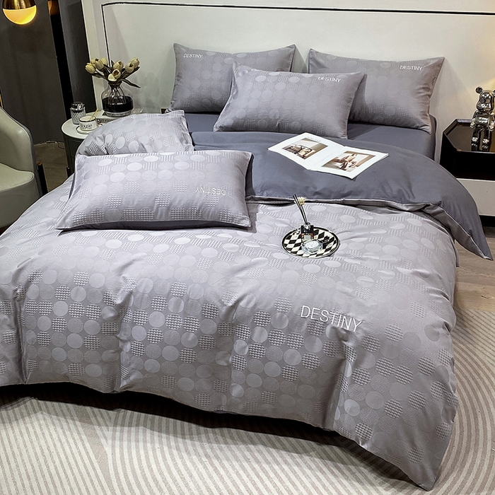 91家纺网 家纺一手货源 找家纺 小叮当家纺仓储工厂店 2025新款秋冬(热买家秀不断货)A类母婴级亲肤全棉纯棉华夫格提花纯棉刺绣四件套 团圆-中灰