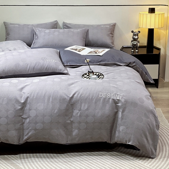 91家纺网 家纺一手货源 找家纺 小叮当家纺仓储工厂店 2025新款秋冬(热买家秀不断货)A类母婴级亲肤全棉纯棉华夫格提花纯棉刺绣四件套 团圆-中灰