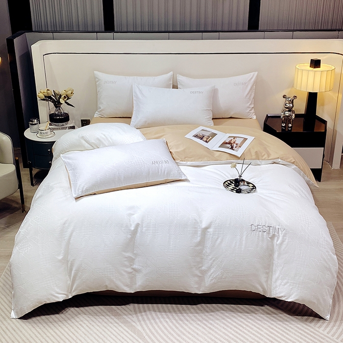 91家纺网 家纺一手货源 找家纺 小叮当家纺仓储工厂店 2025新款秋冬(热买家秀不断货)A类母婴级亲肤全棉纯棉华夫格提花纯棉刺绣四件套 千鸟格-本白