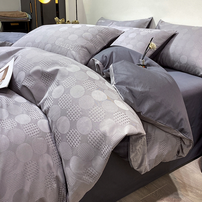 91家纺网 家纺一手货源 找家纺 小叮当家纺仓储工厂店 2025新款秋冬(热买家秀不断货)A类母婴级亲肤全棉纯棉华夫格提花纯棉刺绣四件套 团圆-中灰