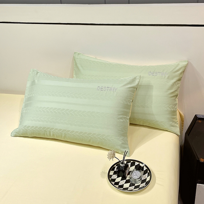 91家纺网 家纺一手货源 找家纺 小叮当家纺仓储工厂店 2025新款秋冬(热买家秀不断货)A类母婴级亲肤全棉纯棉华夫格提花纯棉刺绣四件套 麦穗-浅绿