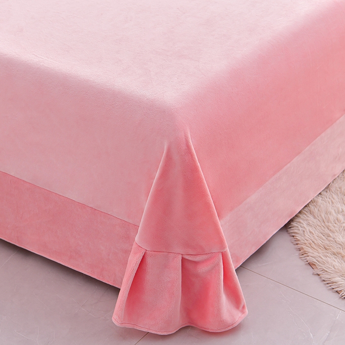 91家纺网 家纺一手货源 找家纺 畅畅家纺 2025新款亲肤舒适冬季保暖8斤重牛奶绒6D雕花绒床单四件套 千鸟格-粉