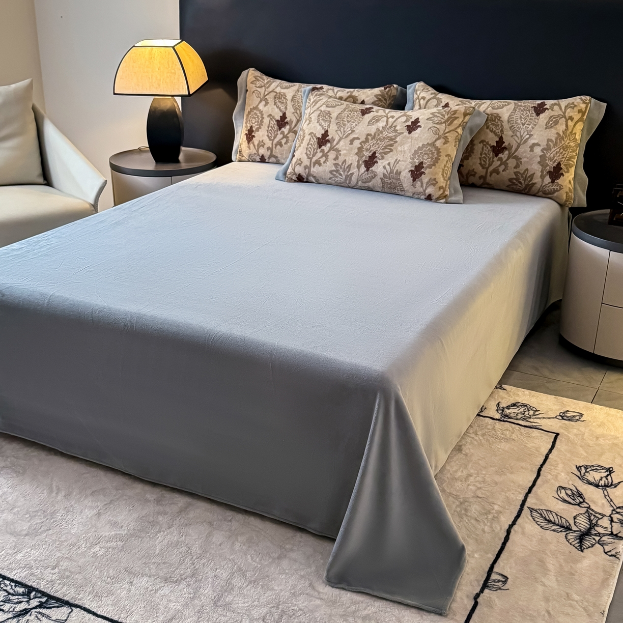 91家纺网 家纺一手货源 找家纺 KA家纺 2025新款秋冬轻奢高克重双拼角牛奶绒四件套 优雅生活