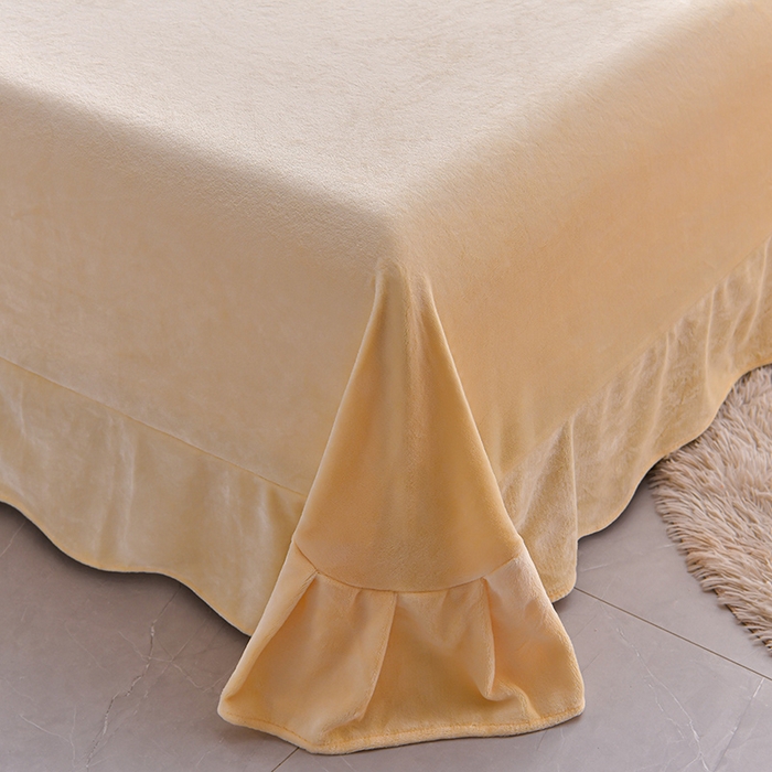 91家纺网 家纺一手货源 找家纺 畅畅家纺 2025新款亲肤舒适冬季保暖8斤重牛奶绒6D雕花绒床单四件套 千鸟格-奶黄