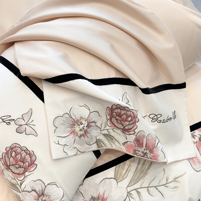 91家纺网 家纺一手货源 找家纺 （总）优悦生活馆 2025新款亲肤新疆长绒棉四件套-花团锦簇风格二