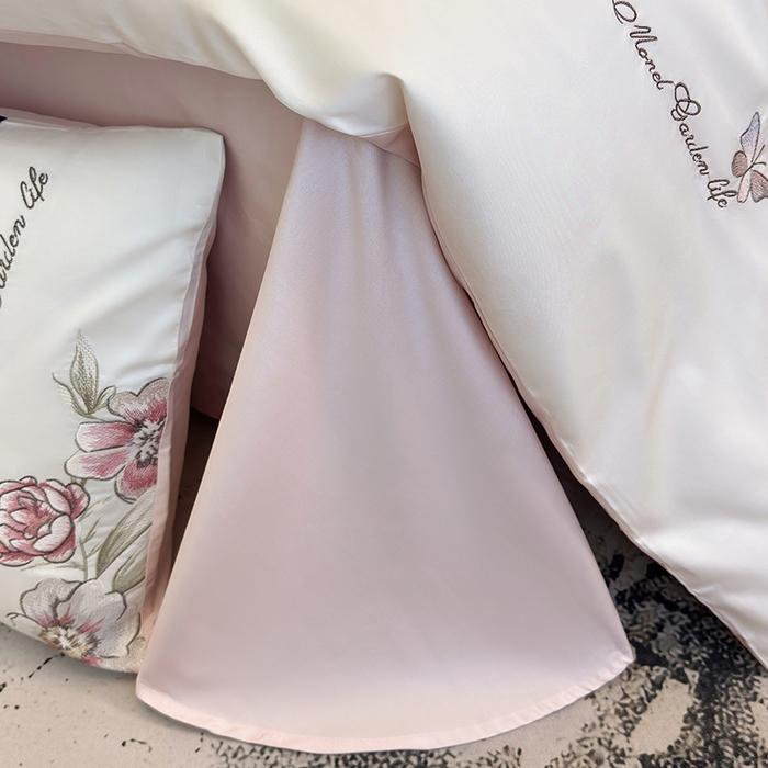 91家纺网 家纺一手货源 找家纺 优悦生活馆 2025新款亲肤新疆长绒棉四件套-花团锦簇风格二 花团锦簇-蜜糖粉