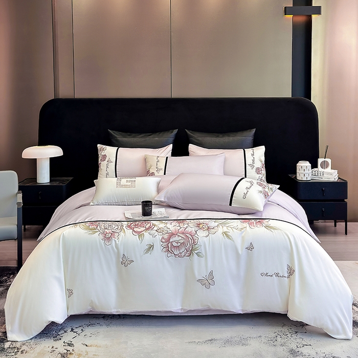 优悦生活馆 2025新款亲肤新疆长绒棉四件套-花团锦簇风格二 花团锦簇-流沙紫