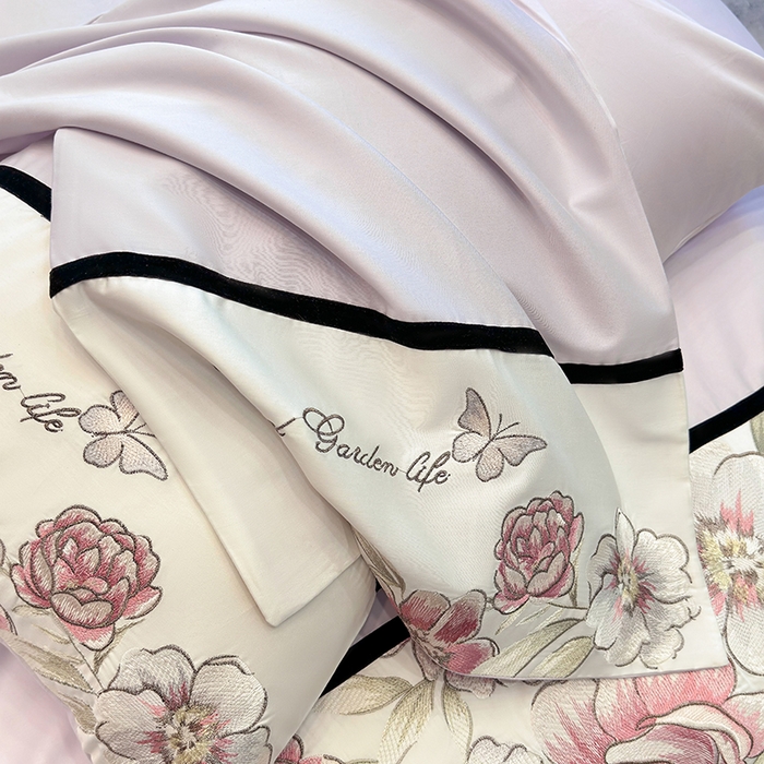 91家纺网 家纺一手货源 找家纺 优悦生活馆 2025新款亲肤新疆长绒棉四件套-花团锦簇风格二 花团锦簇-流沙紫