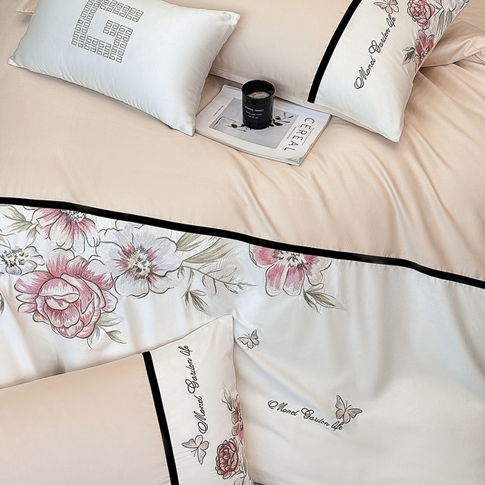 91家纺网 家纺一手货源 找家纺 （总）优悦生活馆 2025新款亲肤新疆长绒棉四件套-花团锦簇风格二