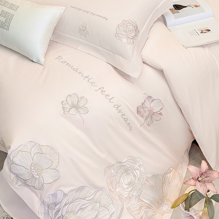 91家纺网 家纺一手货源 找家纺 （总）优悦生活馆 2025新款亲肤新疆长绒棉四件套-梦想花园风格二