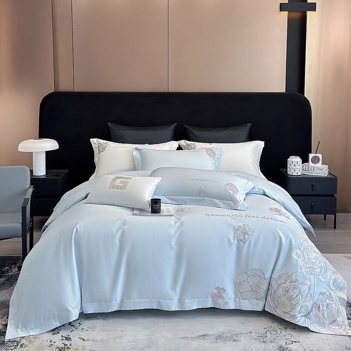 优悦生活馆 2025新款亲肤新疆长绒棉四件套-梦想花园风格二 梦想花园-海峰蓝