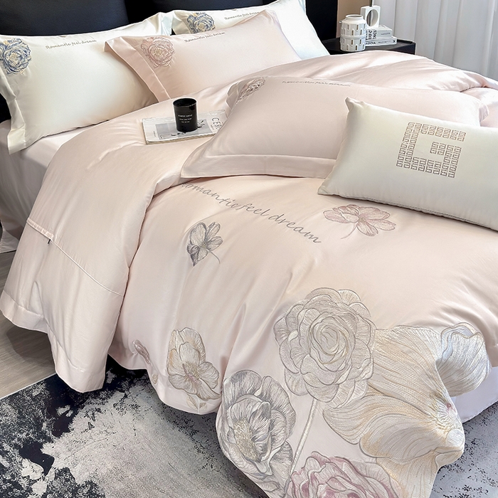 91家纺网 家纺一手货源 找家纺 （总）优悦生活馆 2025新款亲肤新疆长绒棉四件套-梦想花园风格二