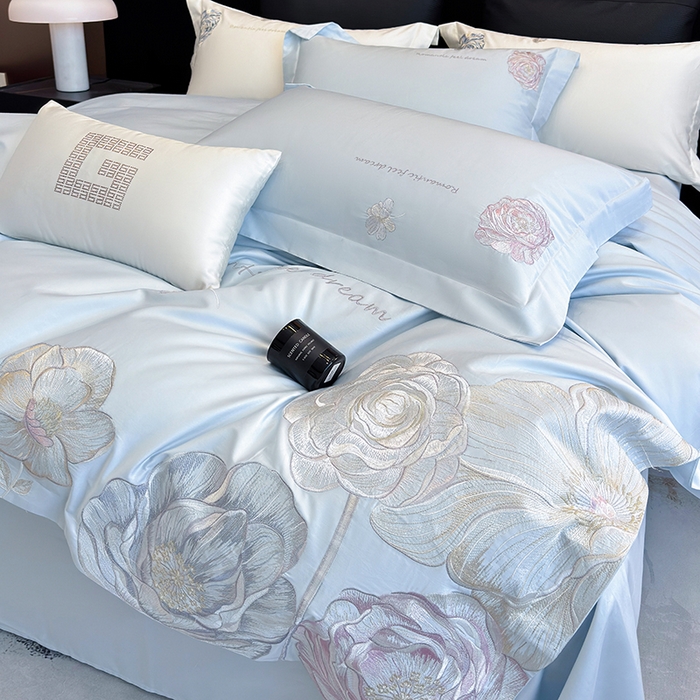 91家纺网 家纺一手货源 找家纺 优悦生活馆 2025新款亲肤新疆长绒棉四件套-梦想花园风格二 梦想花园-海峰蓝