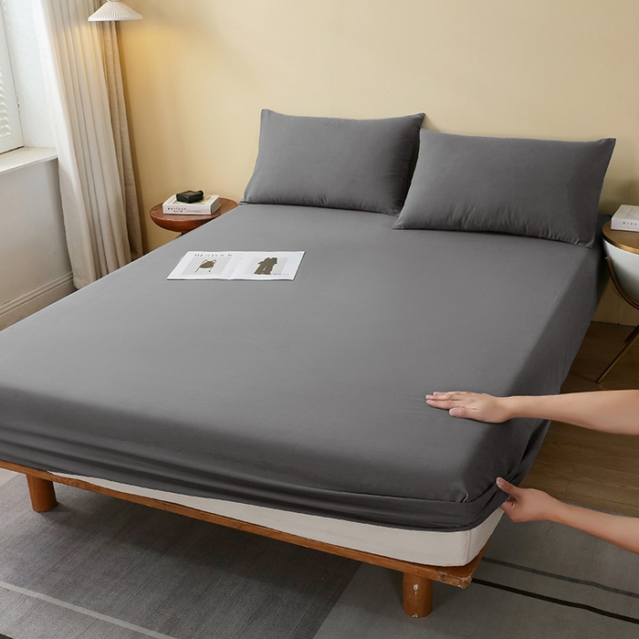 91家纺网 家纺一手货源 找家纺 小叮当家纺仓储工厂店 2025新款提供买家秀爆款花型不断货A类母婴级全棉磨毛床笠单品床笠单件床笠 魅影灰