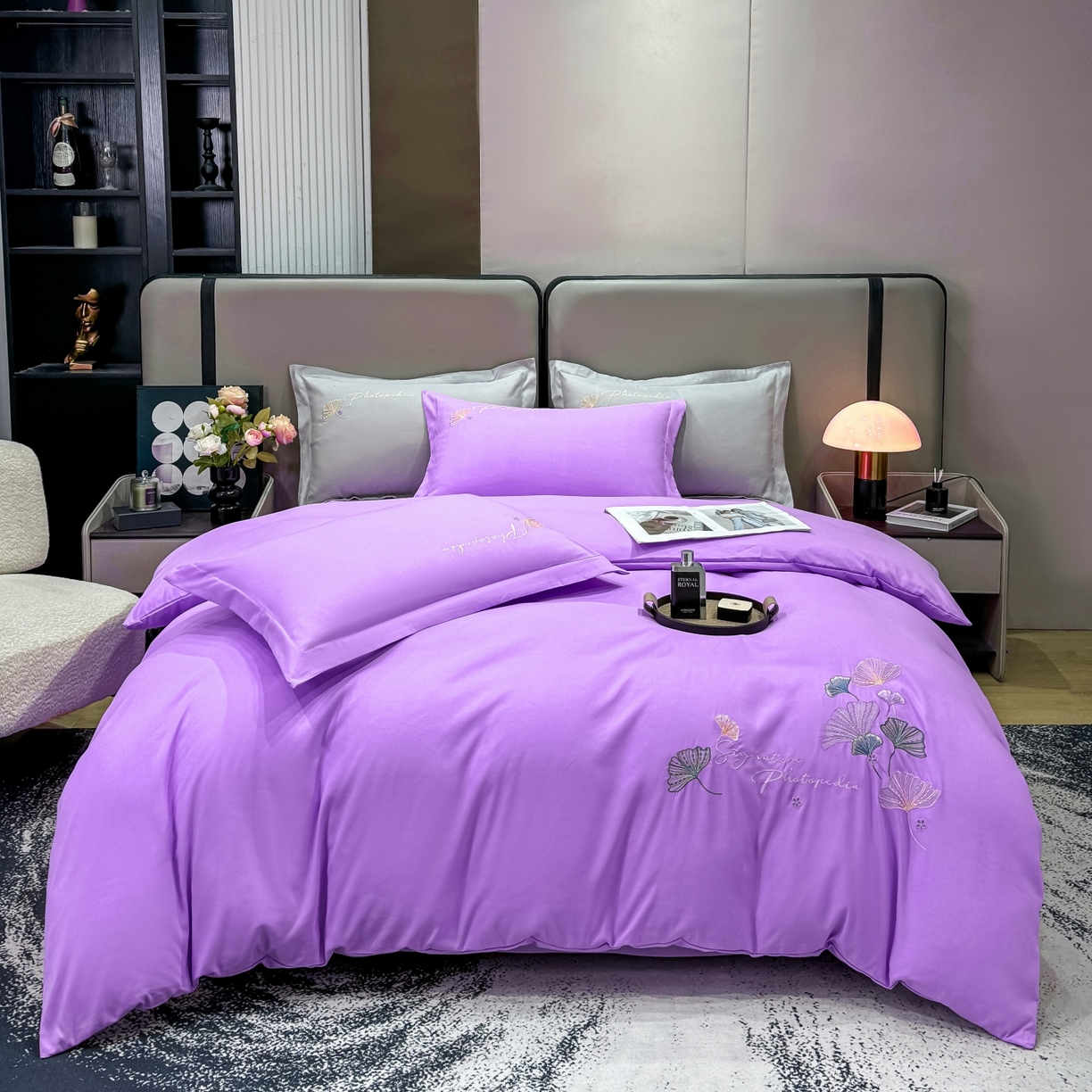 91家纺网 家纺一手货源 找家纺 （总）悦织湾家纺 90克磨毛刺绣纯色四件套2025新款轻奢韩版公主风精致床上用品绣花亲肤水洗棉4件套