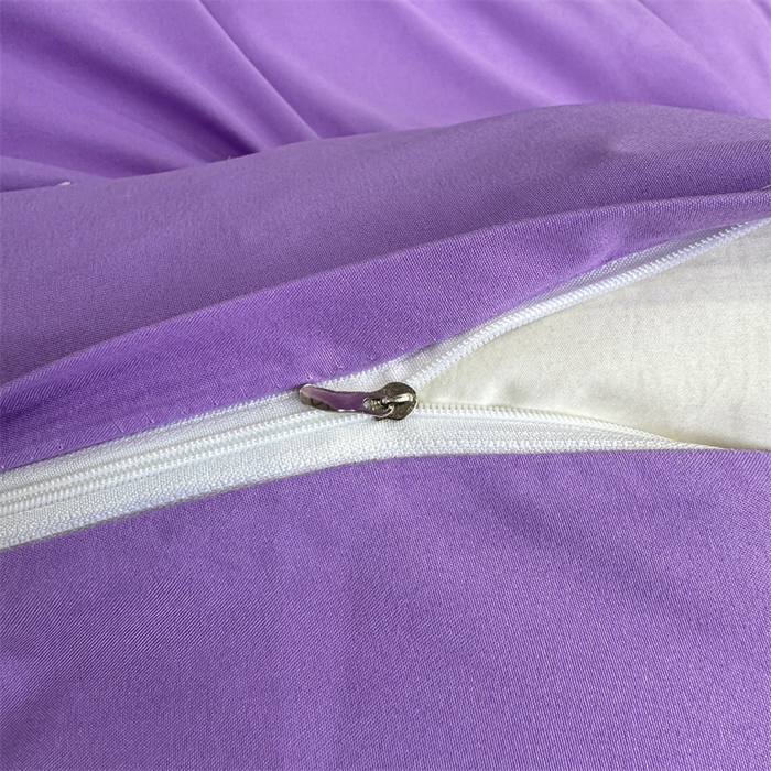 91家纺网 家纺一手货源 找家纺 悦织湾家纺 90克磨毛刺绣纯色四件套2025新款轻奢韩版公主风精致床上用品绣花亲肤水洗棉4件套 遇见-紫色