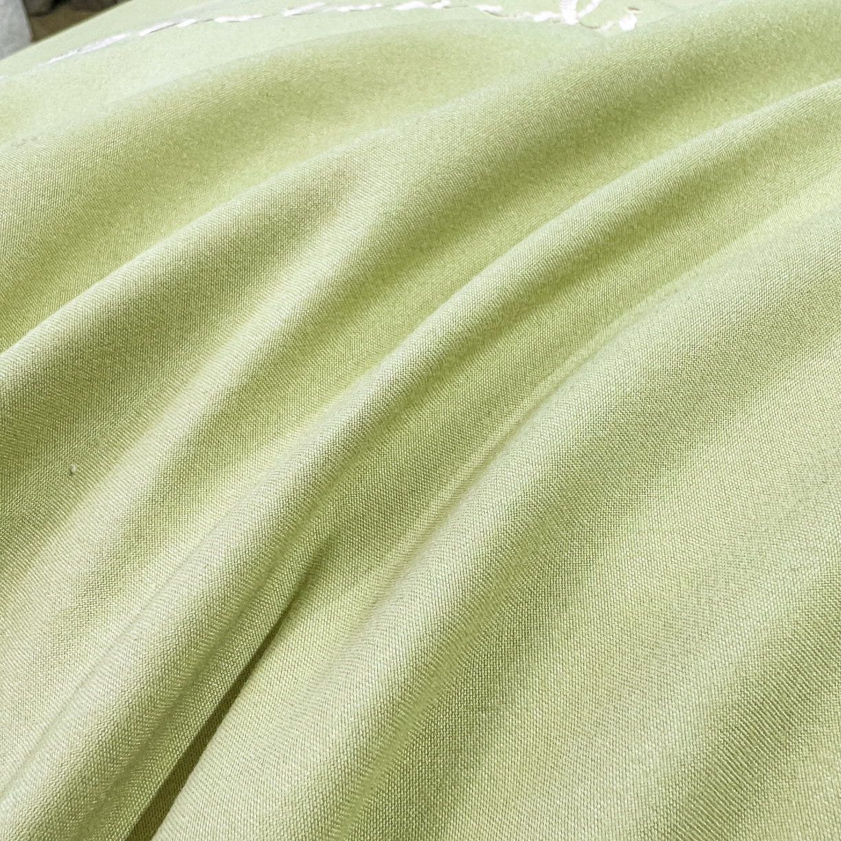 91家纺网 家纺一手货源 找家纺 悦织湾家纺 90克磨毛刺绣纯色四件套2025新款轻奢韩版公主风精致床上用品绣花亲肤水洗棉4件套 新银杏-果绿