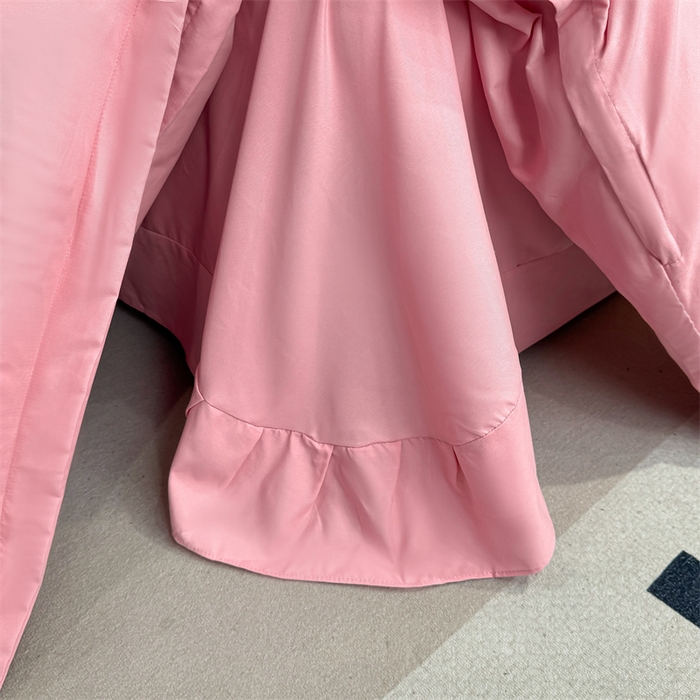 91家纺网 家纺一手货源 找家纺 悦织湾家纺 90克磨毛刺绣纯色四件套2025新款轻奢韩版公主风精致床上用品绣花亲肤水洗棉4件套 遇见-玉色