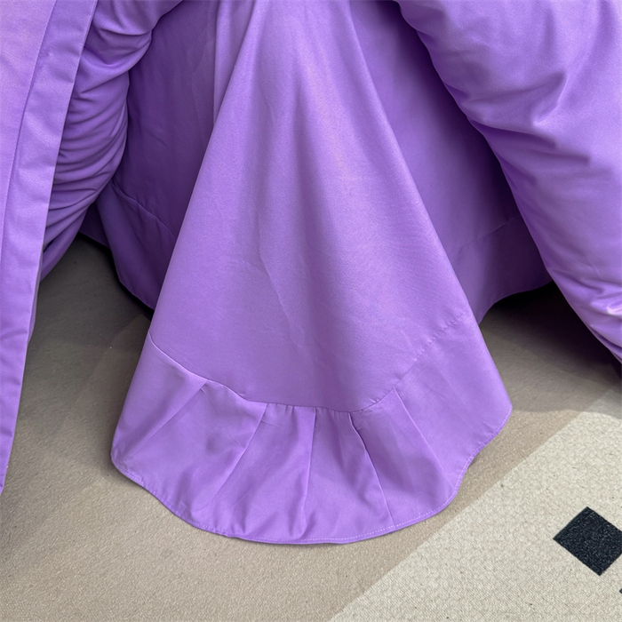 91家纺网 家纺一手货源 找家纺 悦织湾家纺 90克磨毛刺绣纯色四件套2025新款轻奢韩版公主风精致床上用品绣花亲肤水洗棉4件套 琪亚娜-紫色