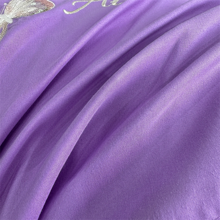 91家纺网 家纺一手货源 找家纺 悦织湾家纺 90克磨毛刺绣纯色四件套2025新款轻奢韩版公主风精致床上用品绣花亲肤水洗棉4件套 琪亚娜-紫色