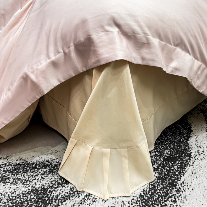 91家纺网 家纺一手货源 找家纺 悦织湾家纺 亲肤120克水洗棉磨毛刺绣纯色四件套2025新款轻奢韩版公主风精致床上用品绣花4件套 宽境粉玉