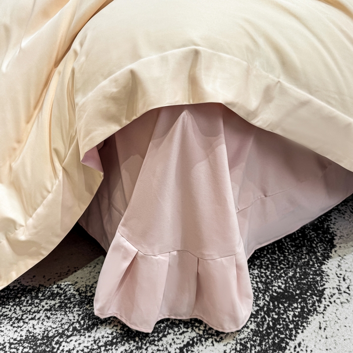 91家纺网 家纺一手货源 找家纺 悦织湾家纺 亲肤120克水洗棉磨毛刺绣纯色四件套2025新款轻奢韩版公主风精致床上用品绣花4件套 宽境香槟