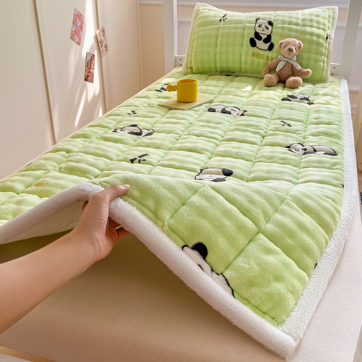 91家纺网 家纺一手货源 找家纺 （总）缦吉 2025新款泡泡兔毛牛奶绒床垫（全网最低）