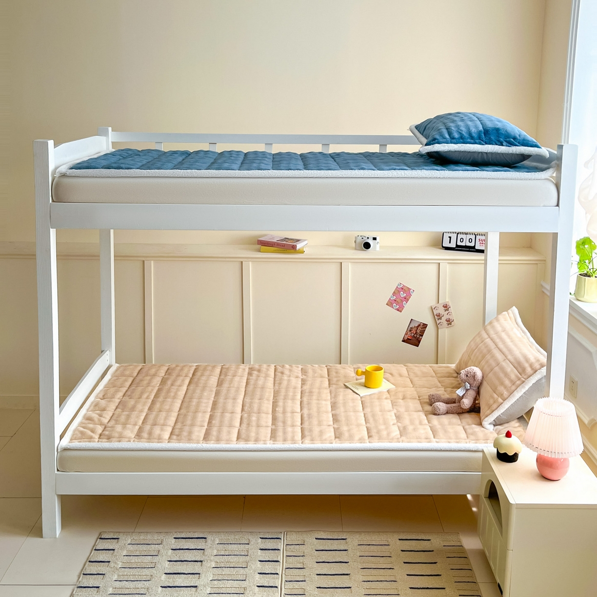 91家纺网 家纺一手货源 找家纺 缦吉 2025新款泡泡兔毛牛奶绒床垫 冬日奶咖（全网最低）