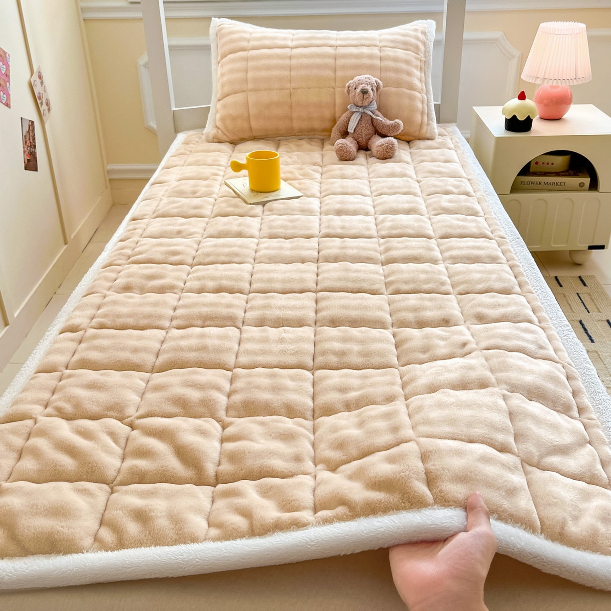 缦吉 2025新款泡泡兔毛牛奶绒床垫 冬日奶咖（全网最低）