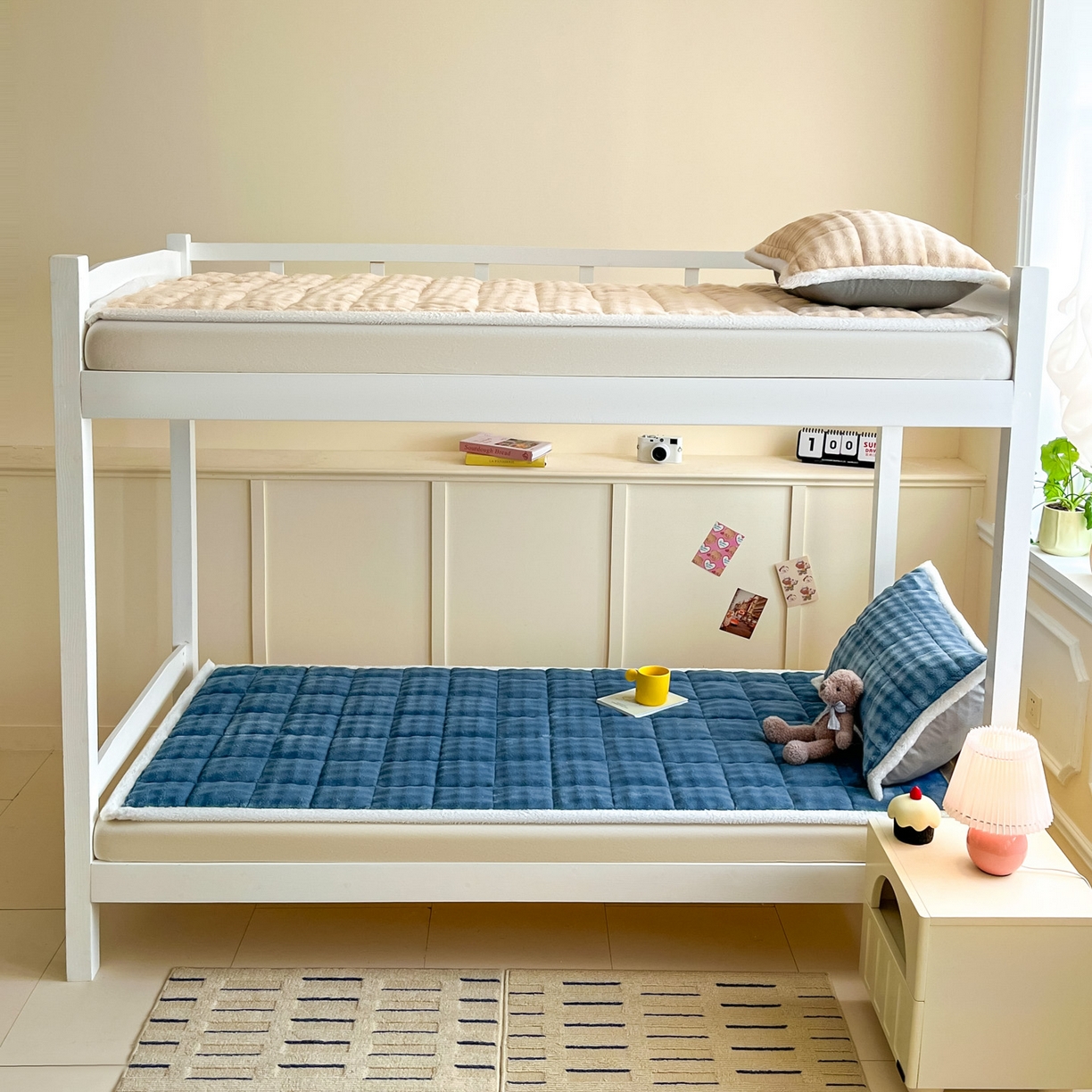 91家纺网 家纺一手货源 找家纺 缦吉 2025新款泡泡兔毛牛奶绒床垫 深海蓝色（全网最低）