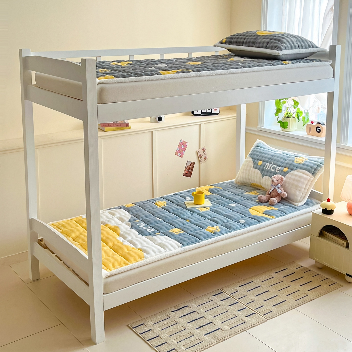 91家纺网 家纺一手货源 找家纺 缦吉 2025新款泡泡兔毛牛奶绒床垫 星空幻想（全网最低）