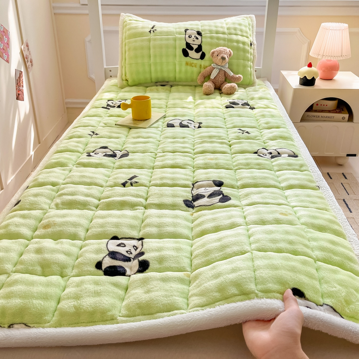 缦吉 2025新款泡泡兔毛牛奶绒床垫 熊猫乐园（全网最低） 
