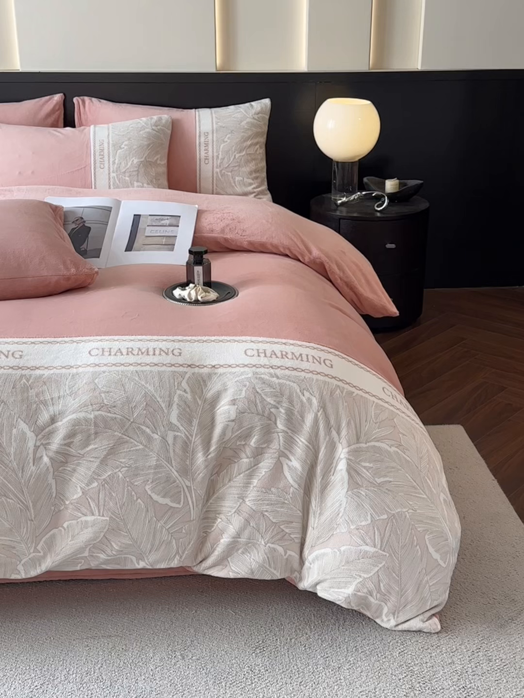 91家纺网 家纺一手货源 找家纺 梦幻之城 2025新款牛奶绒刺绣款四件套-苏缦 苏缦-橙意粉