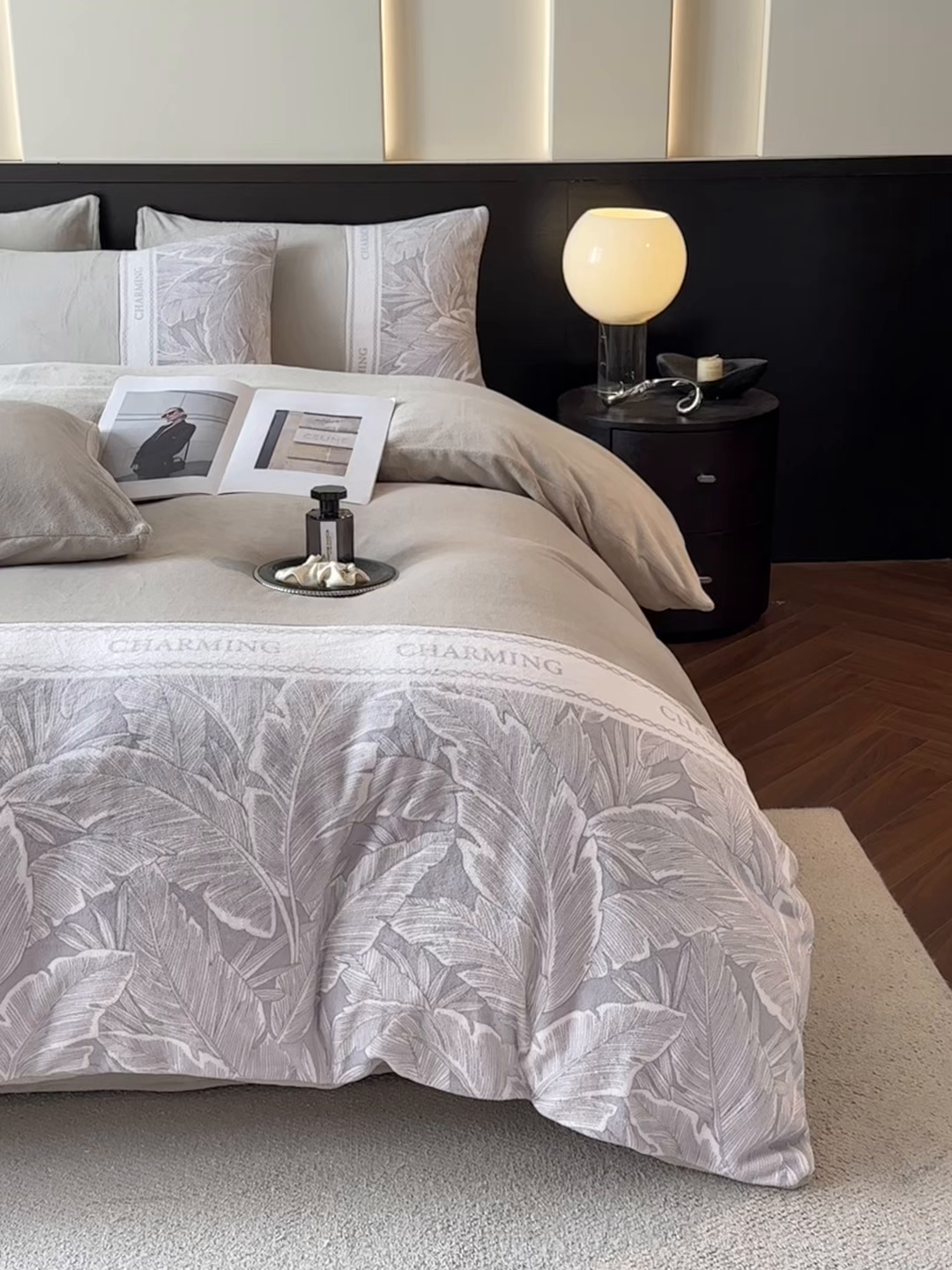 91家纺网 家纺一手货源 找家纺 梦幻之城 2025新款牛奶绒刺绣款四件套-苏缦 香草灰