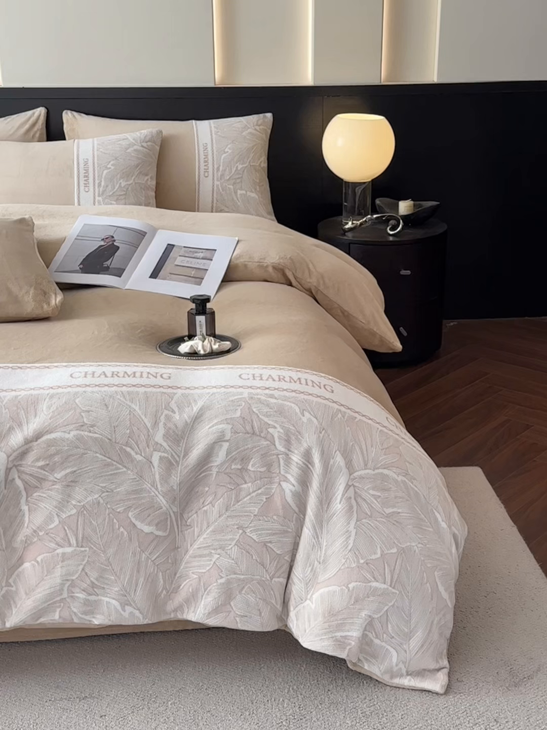 91家纺网 家纺一手货源 找家纺 梦幻之城 2025新款牛奶绒刺绣款四件套-苏缦 香槟色