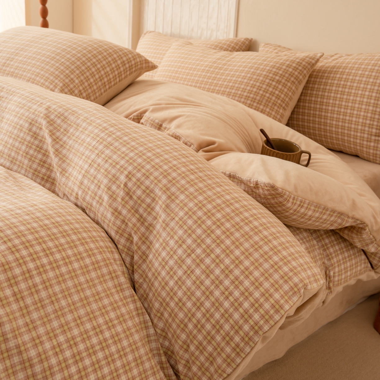 91家纺网 家纺一手货源 找家纺 雯雨家纺 2025新款一面全棉一面牛奶绒可拆洗冬被被子被芯春秋被被子被芯 棉绒-西蒙咖