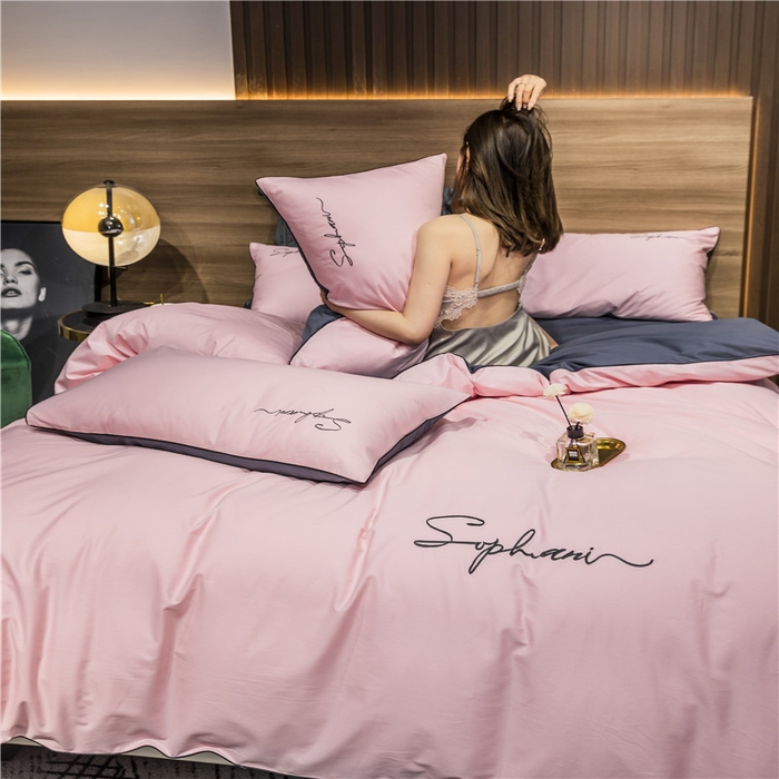 91家纺网 家纺一手货源 找家纺 （总）小叮当家纺仓储工厂店 2025新款(热买家秀不断货)40s贡缎长绒棉纯棉字母款全棉四件套轻奢床上用品