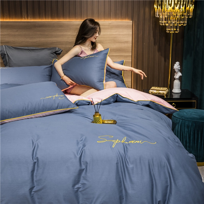 91家纺网 家纺一手货源 找家纺 （总）小叮当家纺仓储工厂店 2025新款(热买家秀不断货)40s贡缎长绒棉纯棉字母款全棉四件套轻奢床上用品