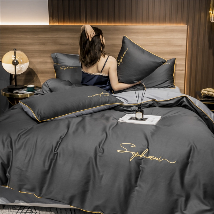 91家纺网 家纺一手货源 找家纺 （总）小叮当家纺仓储工厂店 2025新款(热买家秀不断货)40s贡缎长绒棉纯棉字母款全棉四件套轻奢床上用品