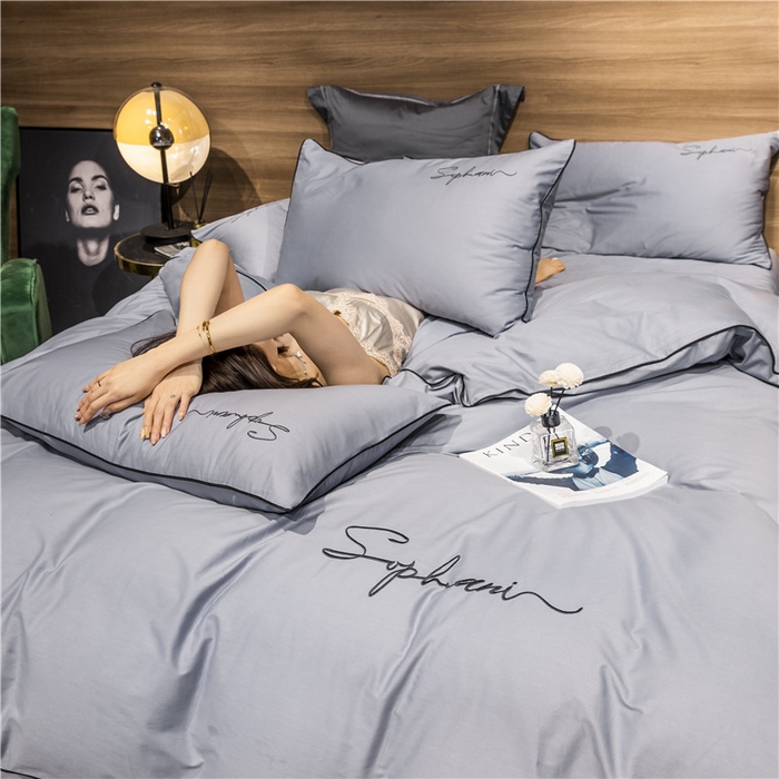 91家纺网 家纺一手货源 找家纺 （总）小叮当家纺仓储工厂店 2025新款(热买家秀不断货)40s贡缎长绒棉纯棉字母款全棉四件套轻奢床上用品