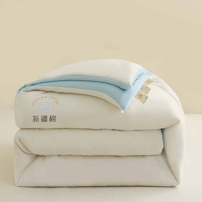91家纺网 家纺一手货源 找家纺 （总）爱诗诺家纺 2025新款拼色无印风新疆棉花被春秋被夏被四季被被子被芯