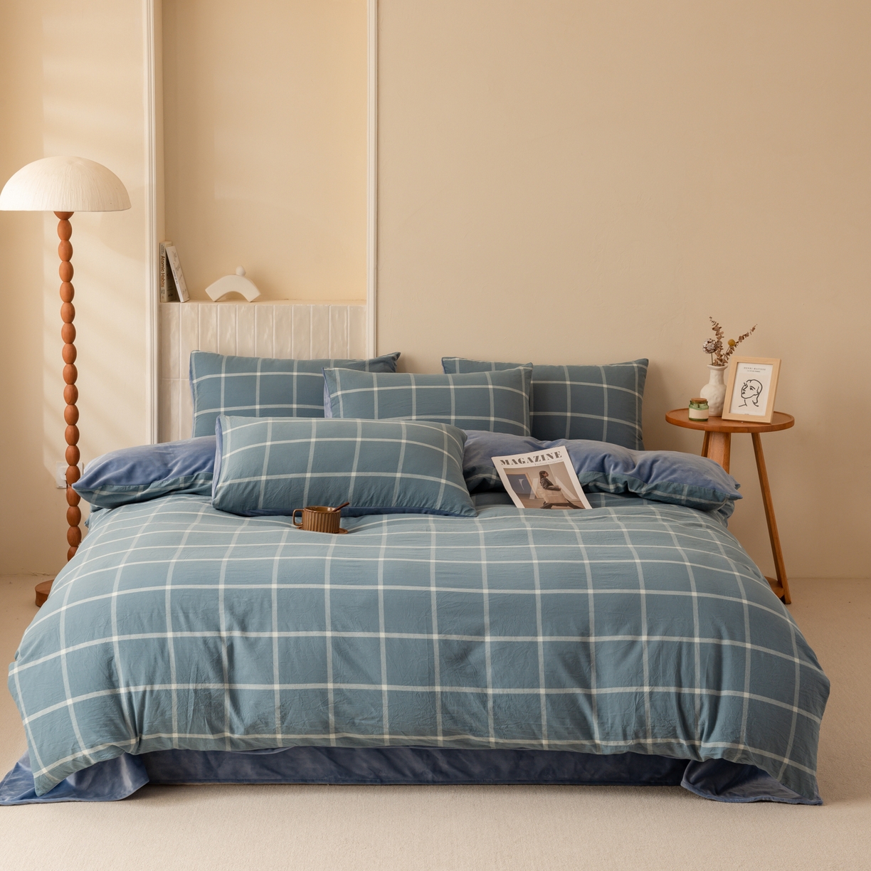 91家纺网 家纺一手货源 找家纺 雯雨家纺 2025新款一面全棉一面牛奶绒可拆洗冬被被子被芯春秋被被子被芯 棉绒-海蓝格