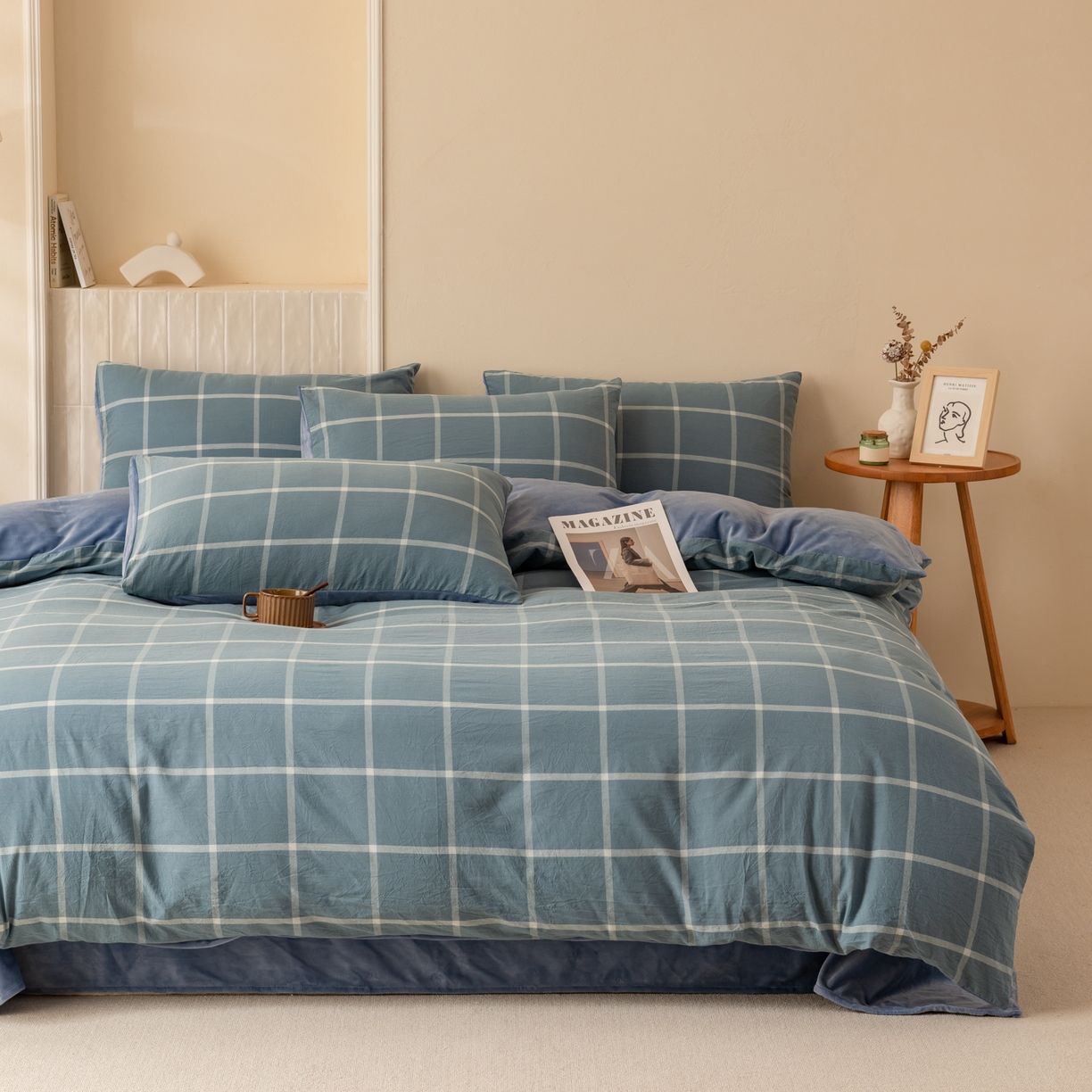 91家纺网 家纺一手货源 找家纺 雯雨家纺 2025新款一面全棉一面牛奶绒可拆洗冬被被子被芯春秋被被子被芯 棉绒-海蓝格